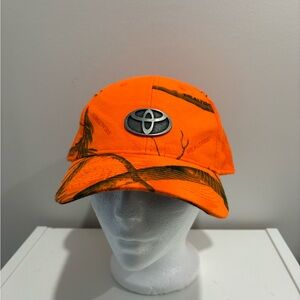 Toyota Orange Realtree Blaze Camo Hat metal emblem strap back